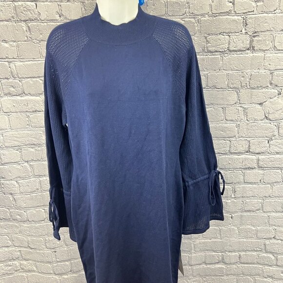 Nina Leonard Mock Neck Solid  Blue Sweater Dress Size XL - Picture 9 of 9